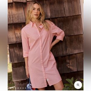 Southern Tide Womens Cam Stripe Poplin Dress Medium Peach Parfait Collared